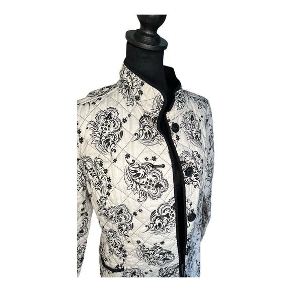 Croft & Barrow Reversible Quilted Jacket Black and White Floral or Solid size s - Picture 2 of 7